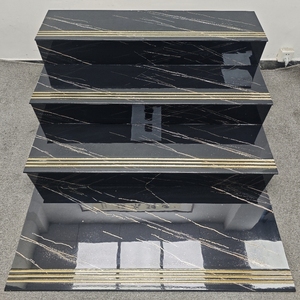 Azulejos de Escalera de Lujo de 1200x470 mm, Nuevo Diseño en Negro Dorado Oscuro con Líneas Doradas para Escaleras de Villas y Hoteles - Product Image 4