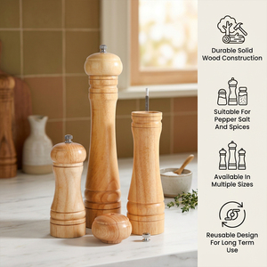<span class=keywords><strong>Moulin</strong></span> à sel et poivre manuel <span class=keywords><strong>professionnel</strong></span> en bois de 5, 8 et 10 pouces, avec réglage de la grosseur et mouvement en céramique pour épices - Product Image 5