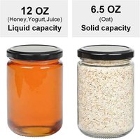 Bocaux Mason à large ouverture de 350 ml (12 oz) en verre, petits bocaux de conserve avec couvercles hermétiques pour confiture et cornichons