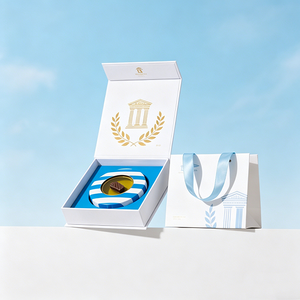 Scatola Regalo per Cioccolatini Premium con Logo Personalizzato e Coperchio Ribaltabile, Set con Borsa, Motivo Parthenon Greco - Product Image 1