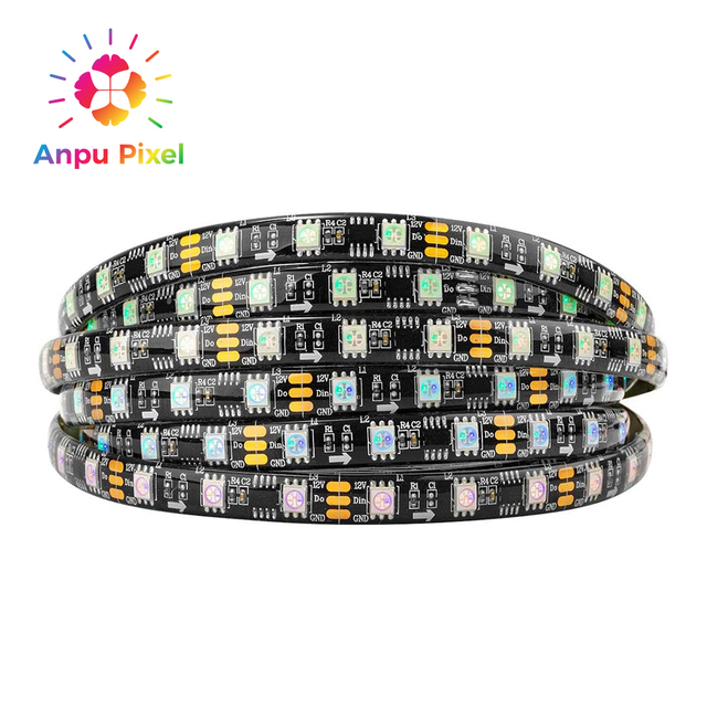 ANPU Pixel Led Digital Led 12v Addressable LED Strip WS2811 LED Strip IP65 Waterproof 150LEDs 10Pixels/m DC5V Flexible Black PCB