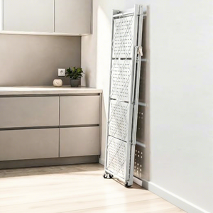 <b>White</b> <b>Metal</b> 5-Tier Storage Rack With Wheels For Kitchen Dish And Bowl Organization Standing Type Minimalist Design - Product Image 3