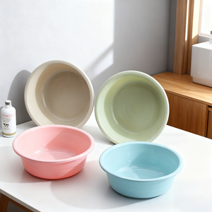 Haogle <span class=keywords><strong>Bassine</strong></span> de lavage ronde en <span class=keywords><strong>plastique</strong></span> pour salle de bain domestique, pour le lavage des vêtements, vente en gros - Product Image 1