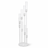 Candélabre en acrylique transparent à 3/4/5/6/8/9 bras, centre de table de mariage, porte-bougie