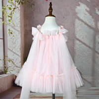 Robe de princesse rose pour enfant avec fleurs 3D et dentelle, idéale pour les anniversaires et les fêtes, robe de premier anniversaire pour bébé, tenue de cérémonie pour enfant