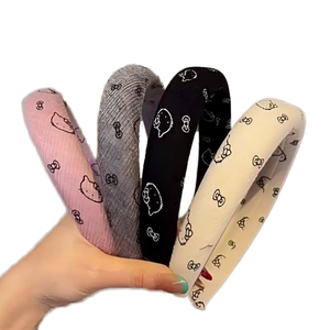 Diadema de punto con diseño de gato KT y lunares geométricos, de esponja, para mujer, ideal para lavarse la cara, regalo, para salir. - Product Image 1
