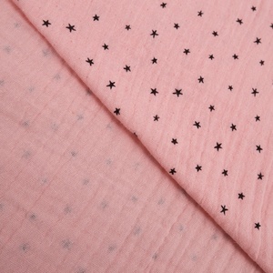 Tissu en mousseline de coton imprimé <span class=keywords><strong>double</strong></span> face, motif floral et étoiles, léger, pour vêtements et serviettes de bain pour garçons et filles - Product Image 2
