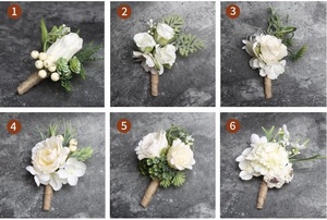 Corsage da Polso e Boutonniere all'Ingrosso per Damigelle e Testimoni, Bouquet da Sposa e Boutonniere per lo Sposo - Product Image 4
