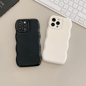Funda para iPhone 16, 17 Pro Max, 13, 12, 15, 11, de color sólido, con amortiguación de aire, de silicona, simple, con borde ondulado. - Product Image 4