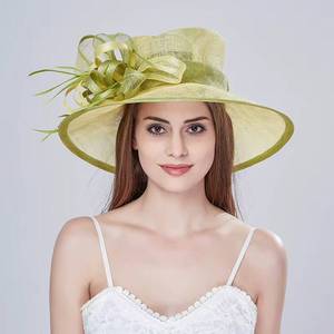 Chapeaux de fête élégants pour femmes, chapeaux de mariage à large bord en sinamay personnalisés pour adultes, produits phares - Product Image 1