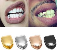 Nouvelles grilles dentaires plaquées or personnalisées à un seul dentier, bijoux tendance pour hommes