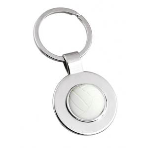 Portachiavi da pallavolo in metallo liscio con design rotondo, regalo sportivo - Product Image 1