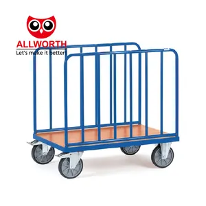 Customized Product Four Wheels Wood Platform Trolley Cart Heavy Duty Trolley