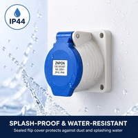 Prise de panneau angulaire 16A 230V 2P+E IP44, prise femelle, prise de panneau CEE, connecteur industriel bleu