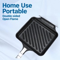 Grille de cuisson à bords croulants, double face, pour sandwichs et pains de petit-déjeuner, amovible, portable, compatible flamme nue, pour steaks, en métal