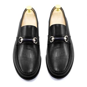 Mocassins plats en cuir de haute qualité pour hommes, faits à la main, en cuir de vachette, confortables, à semelle souple, rehaussants, respirants, pour l'automne - Product Image 5