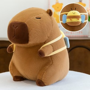 Peluche de Capibara Suave con Mochila Verde - Adorable Muñeco de Capibara Marrón Relleno de Algodón PP, Regalo Juvenil y Decoración de Escritorio - Product Image 5