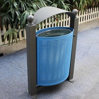 Cubo de basura de metal exterior, gran cubo de basura rectangular de acero para Parque, elementos urbanos, mobiliario urbano