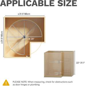 Organisateur d'angle rotatif à double niveau pour armoire, réglable en hauteur pour cuisine et garde-manger, finition chromée - Product Image 5