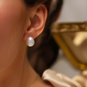 Pendientes de Perlas de Imitación E3653, Forma Redonda Blanca, Joyería Clásica para Mujer - Product Image 2