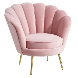 座っているシングルソファベルベットリビングルームチェアをリラックスさせる椅子のためのピンクの北欧の革シェル