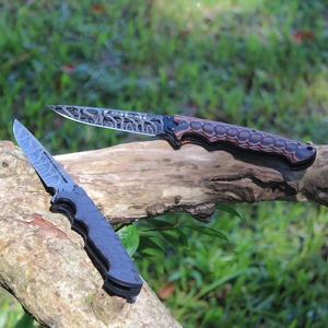 Thiết Kế Mới Màu Kép G10 Xử Lý Chiến Thuật Dao Laser Khắc Damascus Mô Hình Gấp Lưỡi Cắm Trại Survival Pocket Dao - Product Image 3
