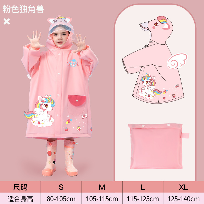 Unicornio rosa [cremallera + cuello alto impermeable + bolsa de almacenamiento]