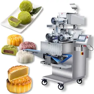 Otomatik üç katmanlı ay kek makinesi Mooncake börek hazırlama makinesi