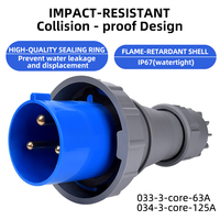 Prise industrielle 3 broches 63A 2P+E 220-240V IP67 IEC60309, prise industrielle 3 broches 63A 220-240V IP67, connecteur CEE, prise industrielle