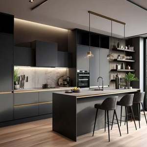 Custom Black Wood Sideboard Contemporary Wood Modular Multifunctional Custom Furniture Open <b>Cabinet</b> Kitchens - Product Image 1