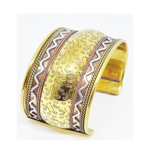 25 indian Christmas Double Hammered Tribal Design Brass Open Bracelet for Women and Men <b>Night</b> Dresses Women Brass Jewelry - Product Image 1