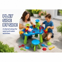 Table de jeu de plage pour enfants, ensemble de jeu éducatif d'extérieur avec tabouret et jouets en plastique pour les enfants de 5 à 7 ans