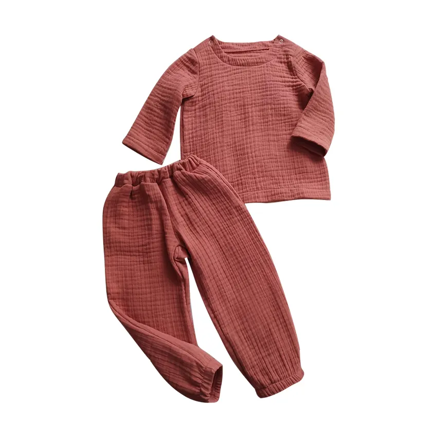 Novos conjuntos de pijama de musselina para bebês recém-nascidos, pijama personalizado para meninos e meninas primavera