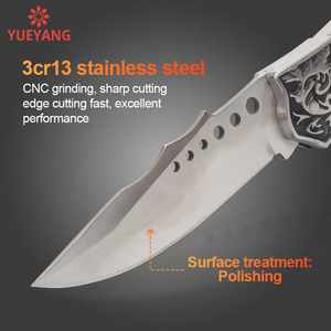 Yueyang 3Cr13 thép gấp dao với độc đáo trang trí ABS xử lý bền lưỡi Nylon vỏ bọc EDC OEM tùy chỉnh cho DIY - Product Image 3