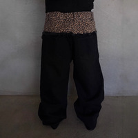 American Retro Leopard Print Pantalon décontracté à double taille et à jambes larges pour hommes Sexy Men Jeans
