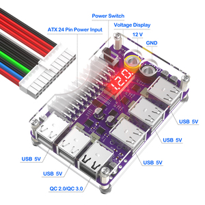 บอร์ดแปลงไฟ ATX 24 พิน พร้อมพอร์ต USB 12 ช่อง รองรับ QC 2.0 3.0 ชาร์จเร็ว พร้อมหน้าจอแสดงแรงดันไฟฟ้าแบบดิจิตอล สำหรับประกอบคอมพิวเตอร์ตั้งโต๊ะ DIY - Product Image 2