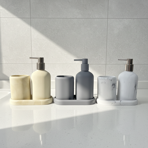 Distributeur de <span class=keywords><strong>savon</strong></span> et <span class=keywords><strong>porte</strong></span>-brosse à dents en polyrésine couleur personnalisée pour salle de bain - Product Image 2