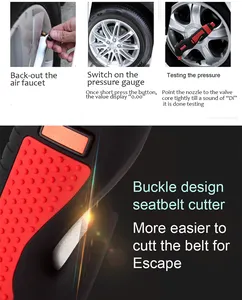 उच्च गुणवत्ता के साथ कार आपातकालीन उपकरण के. टी. डिजिटल टायर गेज कांच हथौड़ा फ्लैश लाइट और सीट बेल्ट कटर