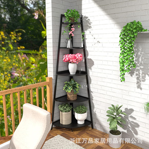 Modern Bamboo Corner <b>Shelf</b> 5 Tier Open Style Space Saving Bookcase For Living Room <b>Bedroom</b> Balcony Garden - Product Image 1