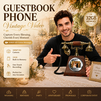 Téléphone Livre d'Or Vidéo de Mariage Style Rétro, Livre d'Or Audio-Vidéo 1080P, Téléphone Public Vintage pour Fournitures de Fête Populaires