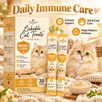 Friandises à lécher pour chats, soutien immunitaire, bien-être de la peau et du pelage, saveur poulet, purée crémeuse, nutrition quotidienne, marque privée OEM