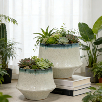 Taille personnalisée disponible, macetas, décoration de jardin extérieur, pots à fleurs en céramique blanche lisse et vernissée