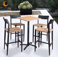 Tables de bar hautes en bois Cuisine Café Restaurant Meubles de table de patio Ensembles Table d'extérieur haute pliante