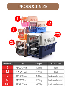 Caisse de transport pour animaux de compagnie en plastique, grande, de luxe, sur roulettes, haute et robuste, pour chiens, pour le transport aérien, vente en gros - Product Image 2