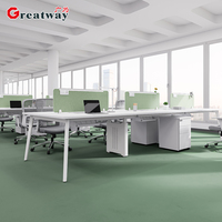 Poste de travail modulaire moderne pour 4 personnes avec cloison de séparation pour mobilier de bureau collaboratif