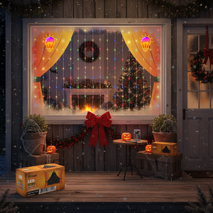 3X2M 160L Rideau lumineux LED multicolore 24PC/CS Éclairage extérieur étanche pour Noël et Halloween 220V - Product Image 3