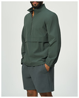 Veste décontractée légère pour homme, demi-zip, respirante, imperméable, unie, col montant, personnalisable avec logo, en nylon souple