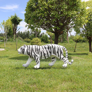 Jardín Animal Escultura Fibra de vidrio Gran exterior Estatua de tigre blanco para la venta - Product Image 3