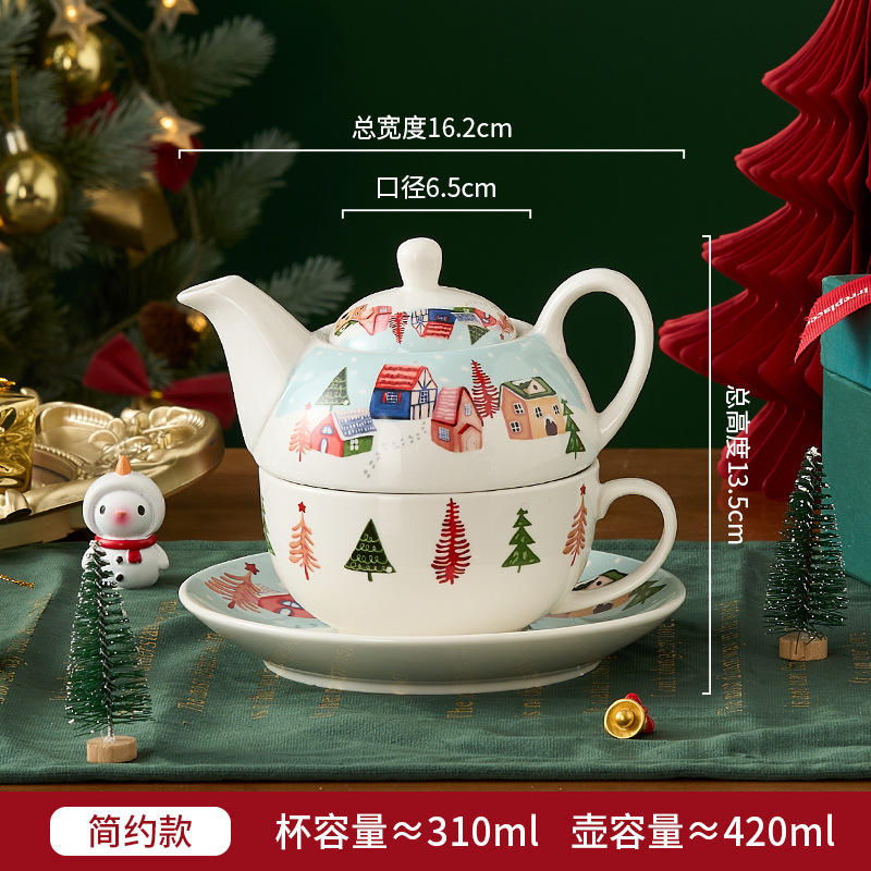 Juego de tetera de estilo simple casa de nieve