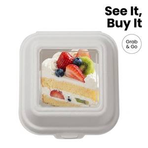 Scatola per Torte in Bagassa di Canna da Zucchero con Logo Personalizzato, Finestra Trasparente, Biodegradabile e Compostabile, per Sushi, Mousse, Tiramisù, Crema, Dolci e Dessert - Product Image 4